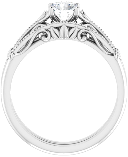 Sužadėtuvių Žiedas „Solitaire Sculptural“ 14k white gold Round 5.2mm (7)