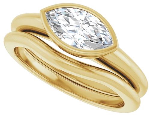 Sužadėtuvių Žiedas „Bezel-Set Solitaire“ 10k yellow gold Marquise 9.5mm x 5mm (10)