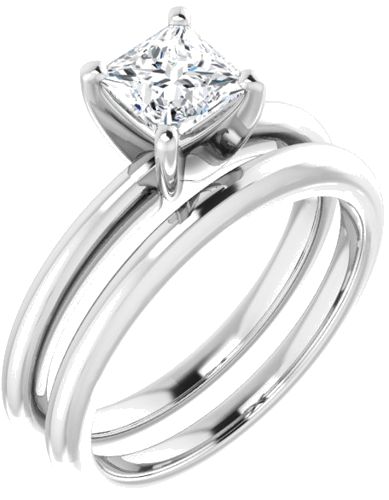 14K White  5 mm Square Solitaire Engagement Ring Mounting (6)