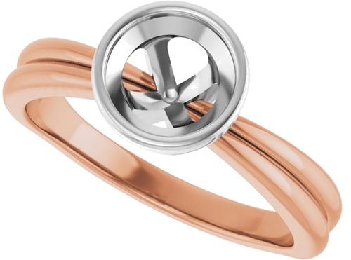Sužadėtuvių Žiedas „Bezel-Set Solitaire“ 14k rose/white gold Round 6.5mm (5)