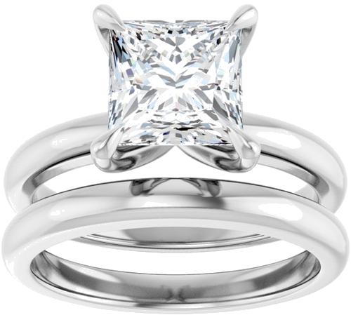 Platinum 7x7 mm Square Solitaire Engagement Ring Mounting (8)