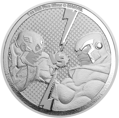 1 oz Капитан Америка срещу Танос 2025 Ниуе сребърна монета (1)