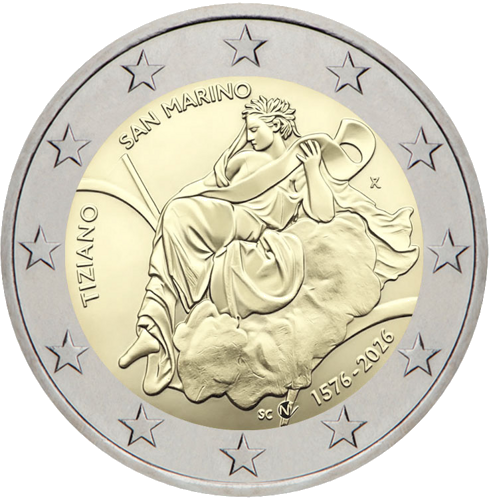 2026 San Marino Titian Vecellio 2 Euro BU coin in card (3)