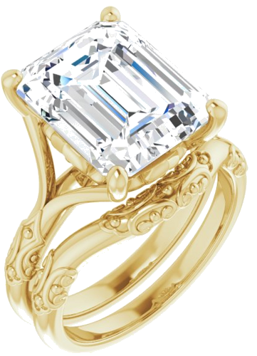 Sužadėtuvių Žiedas „Solitaire Sculptural“ 10k yellow gold Emerald 12mm x 10mm (6)