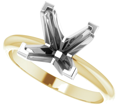 14K Yellow White 8 mm Square V-End 4-Prong Engagement Ring Mounting (5)