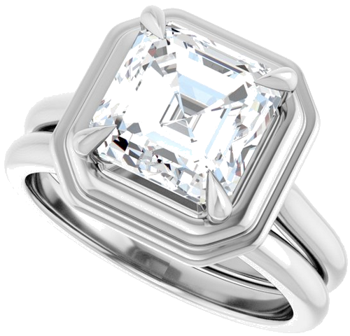 Sužadėtuvių Žiedas „Claw-Prong Solitaire“ 14k white gold Asscher 8mm (10)