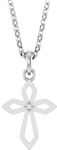 Pakabukas „Accented Cross“ 14k white gold Round 1.5mm (1)