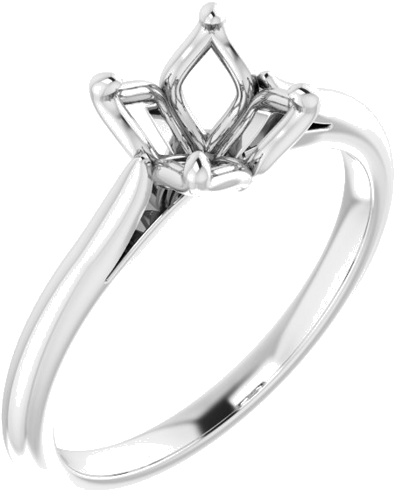 14K White  7 mm Round Solitaire Engagement Ring Mounting (1)