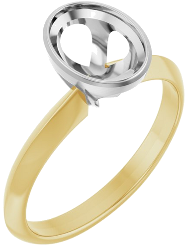 Sužadėtuvių Žiedas „Solitaire“ 585 Baltojo Ir Geltonojo Aukso Oval 8mm x 6mm (1)