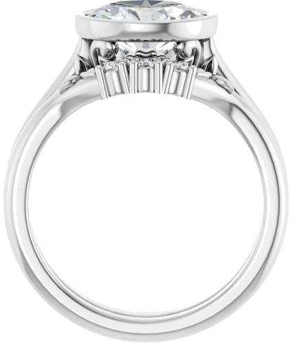 Sužadėtuvių Žiedas „Bezel-Set“ 14k white gold Oval 9mm x 7mm (7)