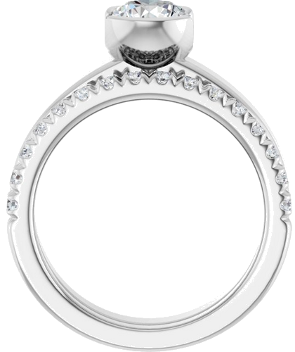 Sužadėtuvių Žiedas „Half-Bezel Solitaire“ 14k white gold Round 6.5mm (7)
