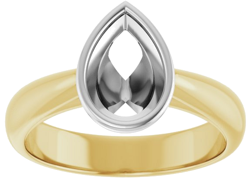Sužadėtuvių Žiedas „Bezel-Set Solitaire“ 14k yellow/white gold Pear 9mm x 6mm (3)