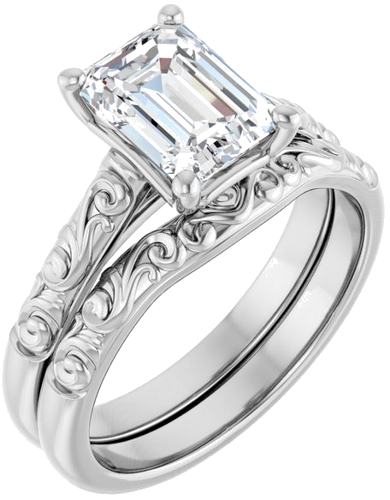 Sužadėtuvių Žiedas „Solitaire“ 417 Baltojo Aukso Emerald 8mm x 6mm (6)