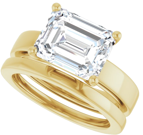 Sužadėtuvių Žiedas „Solitaire“ 585 Geltonojo Aukso Emerald 10mm x 8mm (10)