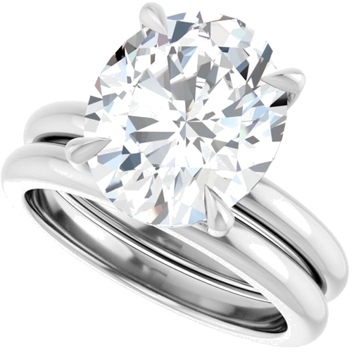 Sužadėtuvių Žiedas 585 Baltojo Aukso Oval 12mm x 10mm (5)