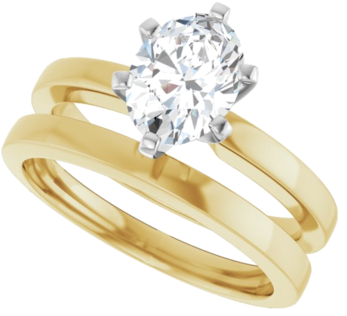 Sužadėtuvių Žiedas „Solitaire“ 14k yellow/white gold Oval 8mm x 6mm (10)