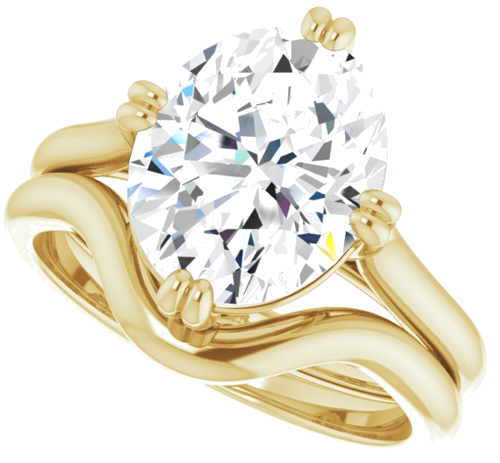 Sužadėtuvių Žiedas „Double Claw-Prong Solitaire“ 14k yellow gold Oval 11mm x 9mm (10)