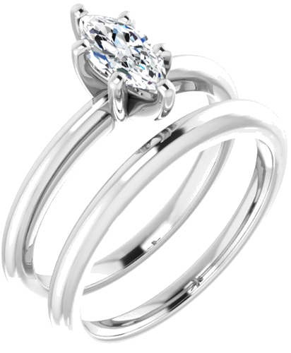 Sužadėtuvių Žiedas „Solitaire“ 585 Baltojo Aukso Marquise 8mm x 4mm (6)