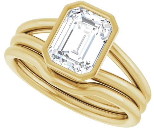 Sužadėtuvių Žiedas „Bezel-Set Solitaire“ 14k yellow gold Emerald 8mm x 6mm (10)