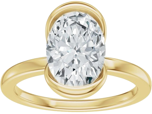 Sužadėtuvių Žiedas „Half Bezel Solitaire“ 14k yellow gold Oval 10mm x 7mm (3)