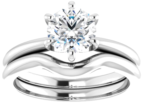 14K White  6.5 mm Round Solitaire Engagement Ring Mounting (8)