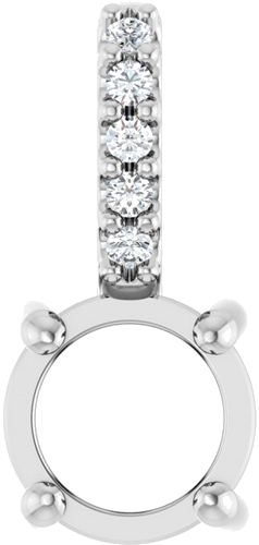 14K White 5 mm Round .02 CTW Natural Diamond Semi-Set Cabochon Pendant (1)