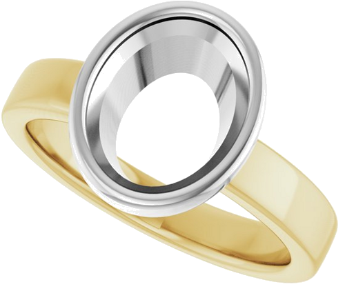 Sužadėtuvių Žiedas „Bezel-Set Solitaire“ 14k yellow/white gold Oval 10mm x 8mm (5)