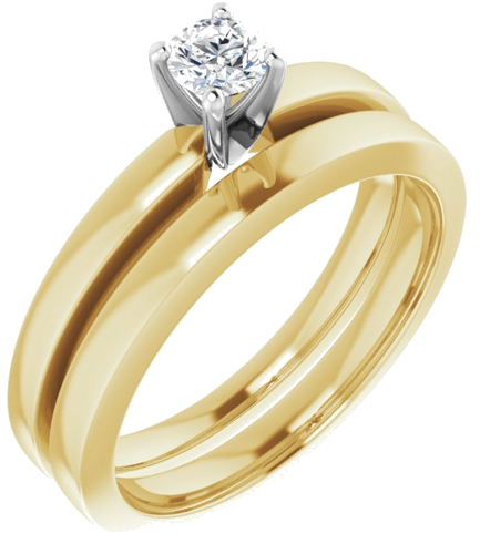 14K Yellow White 3.75 mm Round Solitaire Engagement Ring Mounting (6)