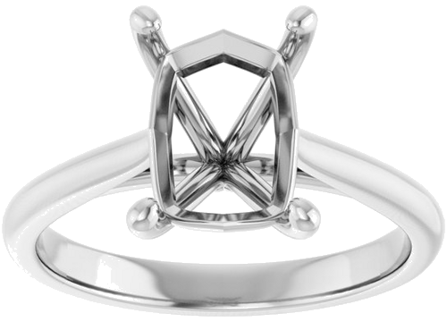 Platinum 9x7 mm Emerald Solitaire Engagement Ring Mounting (3)