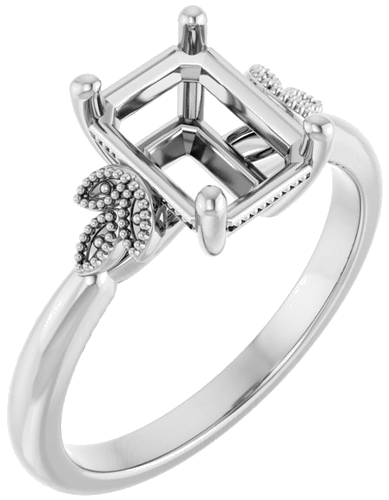 Sužadėtuvių Žiedas „Solitaire“ 14k white gold Emerald 8mm x 6mm (1)