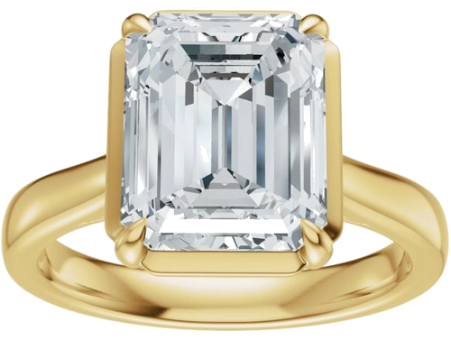 Sužadėtuvių Žiedas „Claw-Prong Solitaire Bezel-Style“ 14k yellow gold Emerald 10mm x 8mm (3)