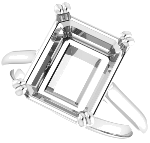 Platinum 11x9 mm Emerald Solitaire Engagement Ring Mounting (5)