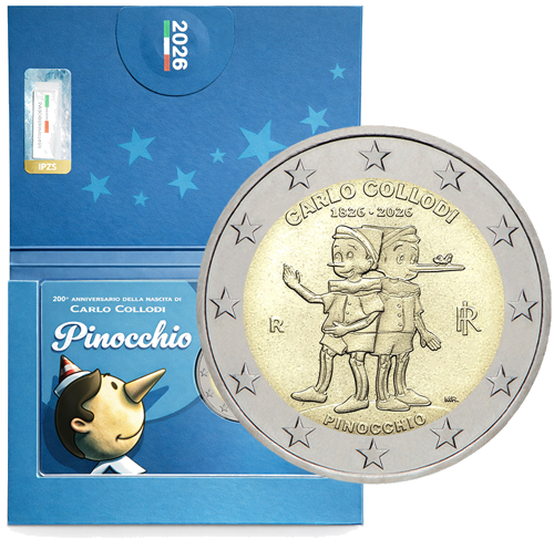 2026 Italy Pinocchio 2 euro coin BU in card (1)