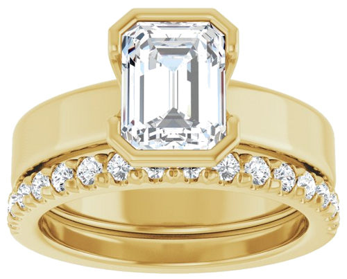 Sužadėtuvių Žiedas „Half-Bezel Solitaire“ 14k yellow gold Emerald 8mm x 6mm (8)