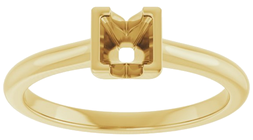 14K Yellow 4x4 mm Square Solitaire Engagement Ring Mounting (3)