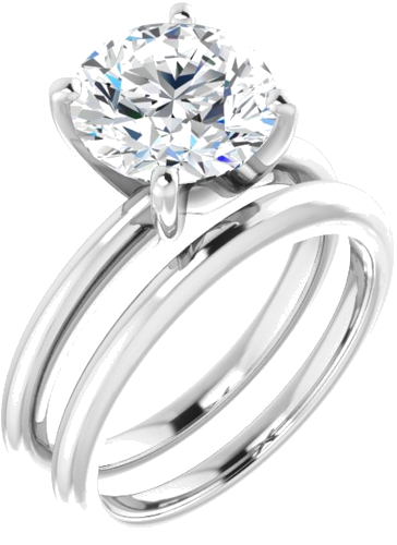 14K White  9 mm Round Solitaire Engagement Ring Mounting (6)