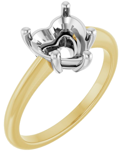 14K Yellow White 8x8 mm Heart Solitaire Engagement Ring Mounting (1)