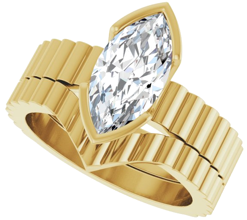 Sužadėtuvių Žiedas „Half-Bezel Solitaire“ 14k yellow gold Marquise 12mm x 6mm (10)