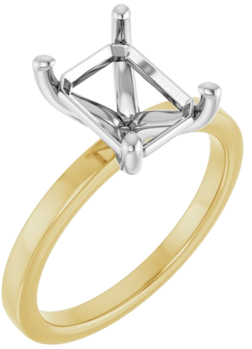 Sužadėtuvių Žiedas „Solitaire“ 14k yellow/white gold Emerald 9mm x 7mm (1)