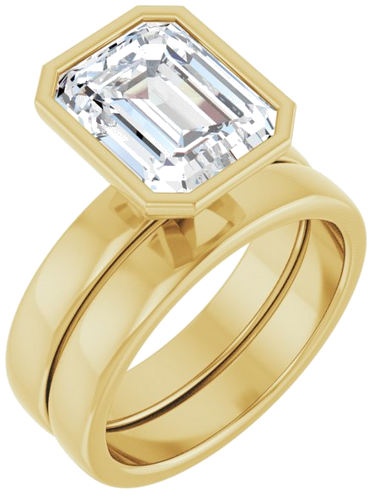 Sužadėtuvių Žiedas „Bezel-Set Solitaire“ 14k yellow gold Emerald 10mm x 8mm (6)