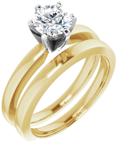14K Yellow White 6 mm Round Solitaire Engagement Ring Mounting (6)