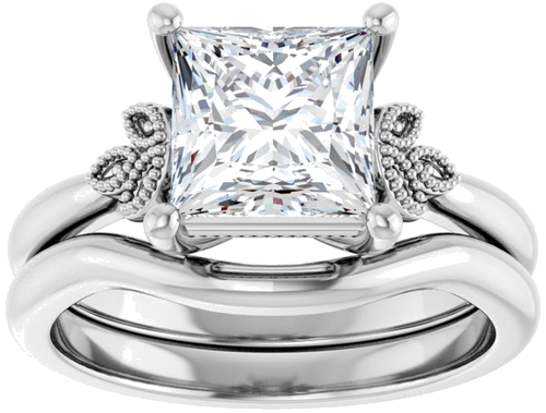 Sužadėtuvių Žiedas „Solitaire“ 14k white gold Square 7mm (8)