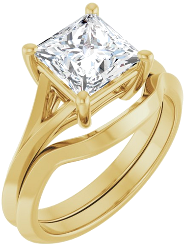 Sužadėtuvių Žiedas „Solitaire Split Shank“ 10k yellow gold Square 7mm (6)
