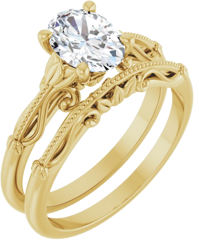 14K Yellow 8x6 mm Oval Sculptural-Inspired Engagement Ring Mounting (6)