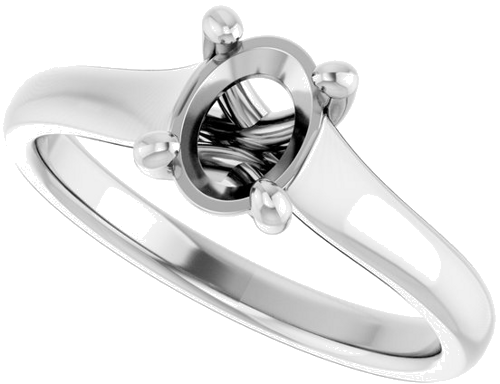 14K White 7x5 mm Oval Solitaire Engagement Ring Mounting (5)