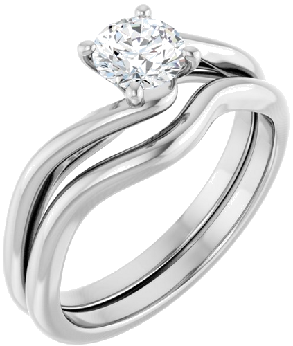 Sužadėtuvių Žiedas „Bypass“ 14k white gold Round 5.2mm (6)