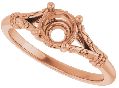 Sužadėtuvių Žiedas „Sculptural“ 14k rose gold Round 5.8mm (5)
