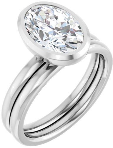 Sužadėtuvių Žiedas „Bezel-Set Solitaire“ 14k white gold Oval 10mm x 7mm (6)