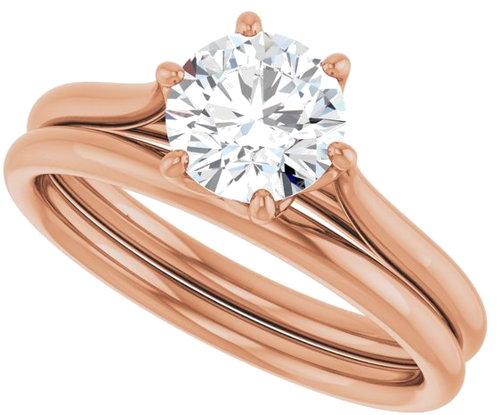 Sužadėtuvių Žiedas „Solitaire“ 417 Rožinis Aukso Round 6.5mm (10)