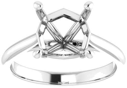 14K White 8 mm Asscher Solitaire Engagement Ring Mounting (3)